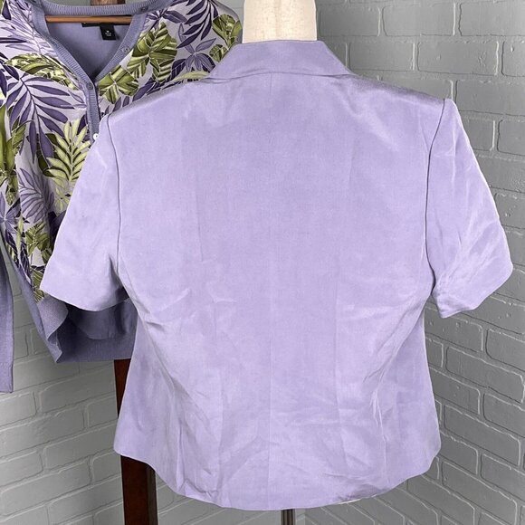 Josephine Chaus 3Pc Set Women Medium Purple Floral Jacket Cardigan Top Silk - Picture 4 of 16